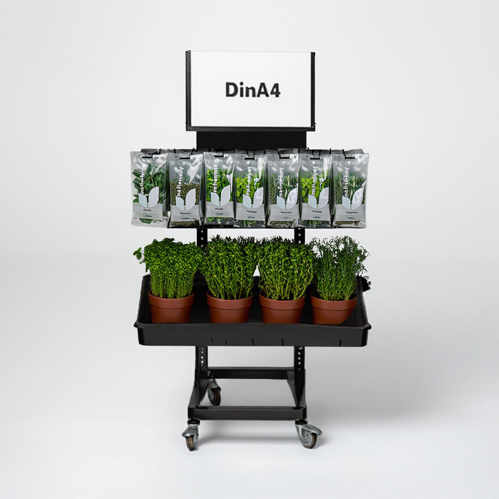 Mobiler Metall Verkaufsständer Edeka Variant 2er, Kräuter, Hängeware und Topfware