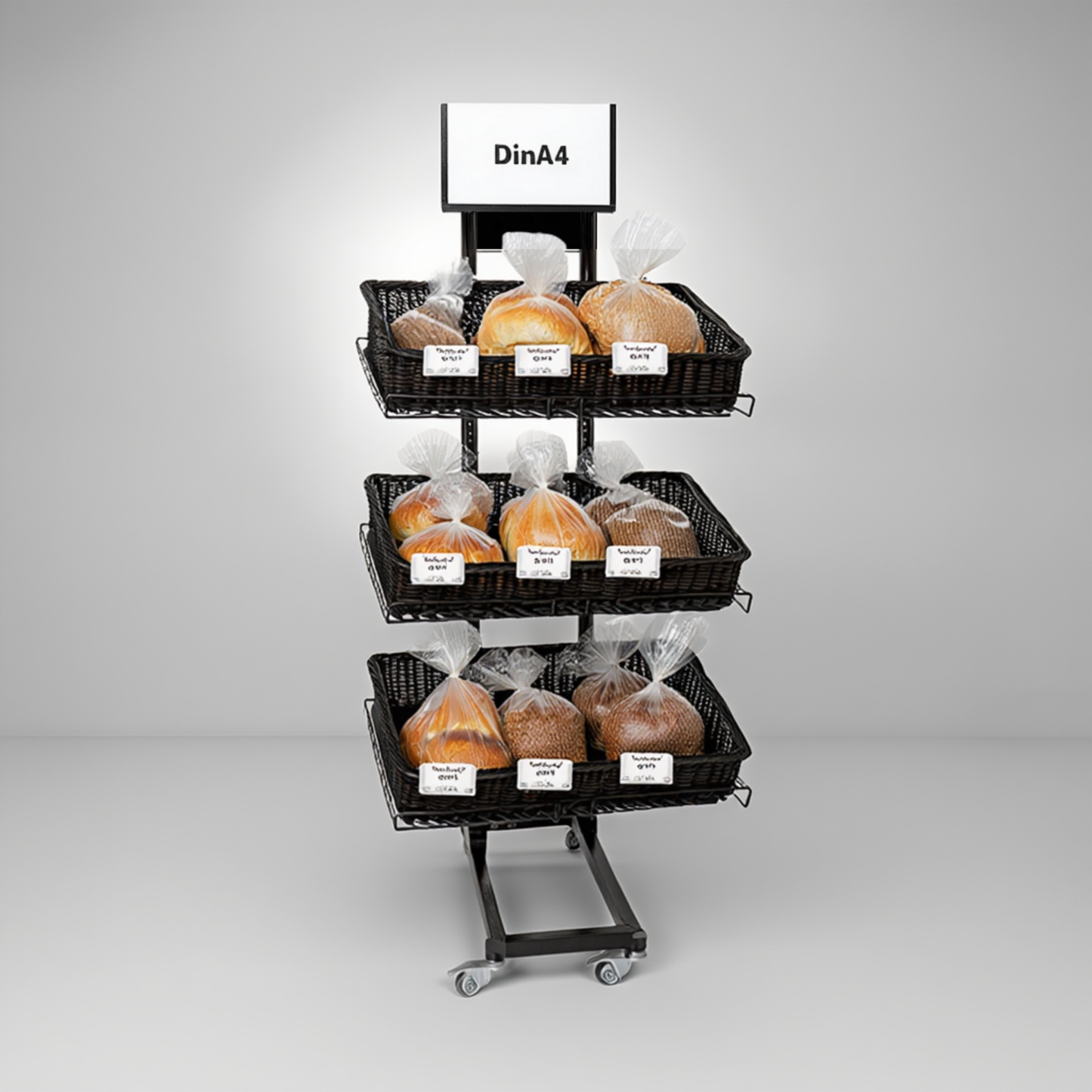Mobiler Metall Verkaufsständer Edeka Variant 3er, Brot