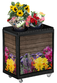 Smart Blumen Display 75 cm schwarz mit Forex Blumen Motiv