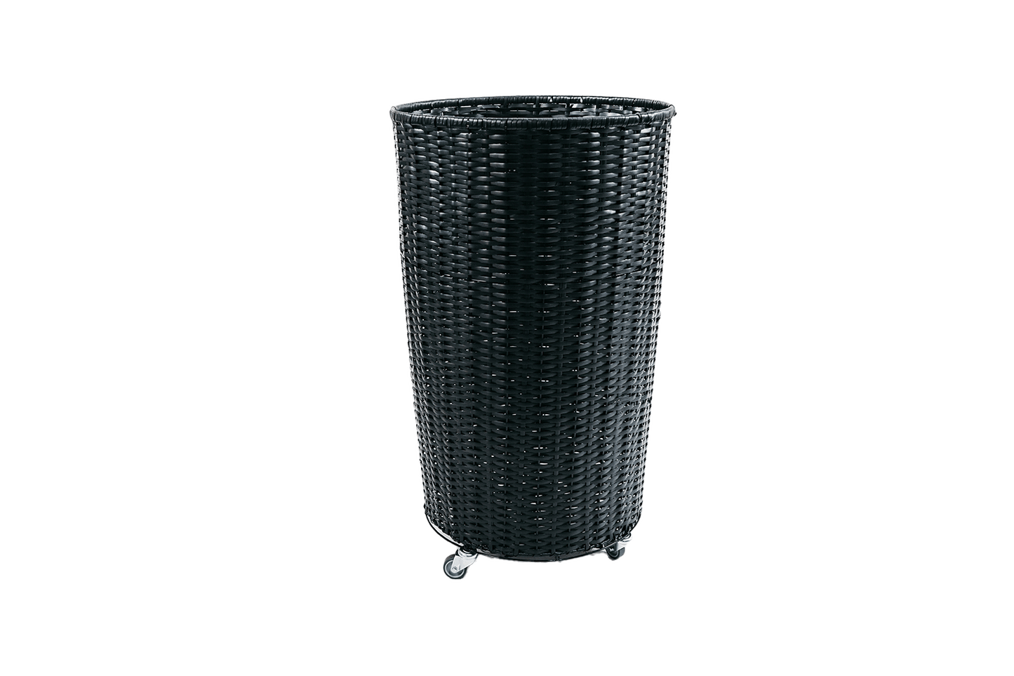 Standkorb Rattan 90 cm hoch auf Rollen, wird kombiniert mit dem Korbaufsatz für Standkorb Rattan 72 cm