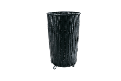 Standkorb Rattan 90 cm hoch auf Rollen, wird kombiniert mit dem Korbaufsatz für Standkorb Rattan 72 cm