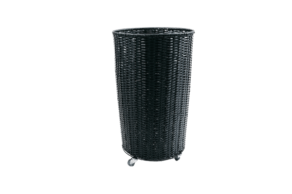 Standkorb Rattan 90 cm hoch auf Rollen, wird kombiniert mit dem Korbaufsatz für Standkorb Rattan 72 cm