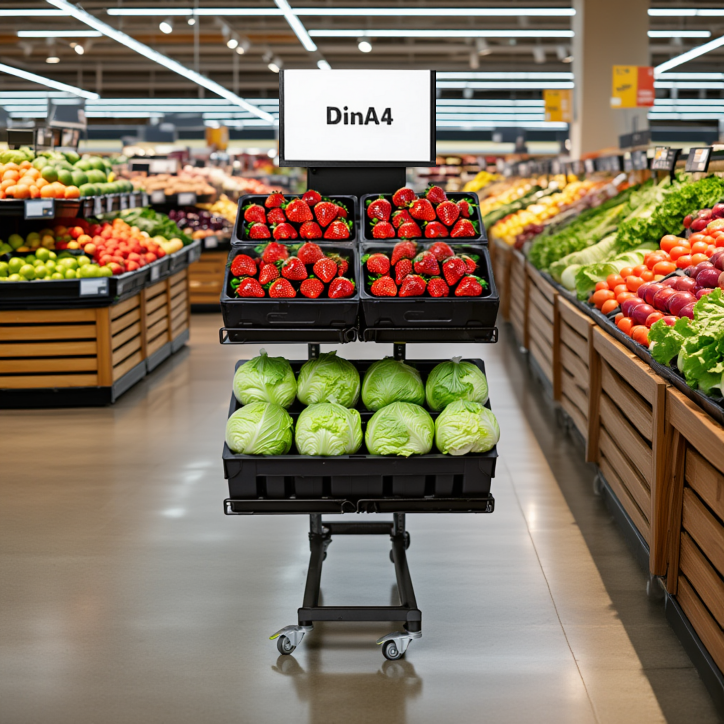 Mobiler Metall Verkaufsständer Edeka Variant 2er, Obst und Gemüse