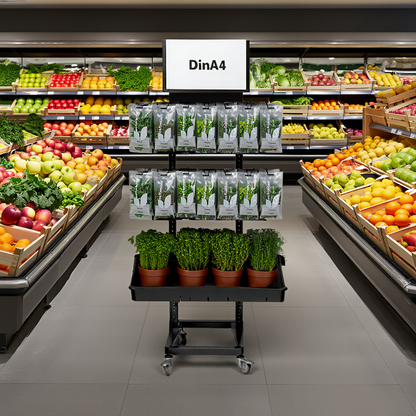 Mobiler Metall Verkaufsständer Edeka Variant 3er, Kräuter, Hängeware und Topfware