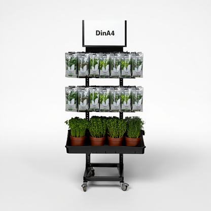 Mobiler Metall Verkaufsständer Edeka Variant 3er, Kräuter, Hängeware und Topfware