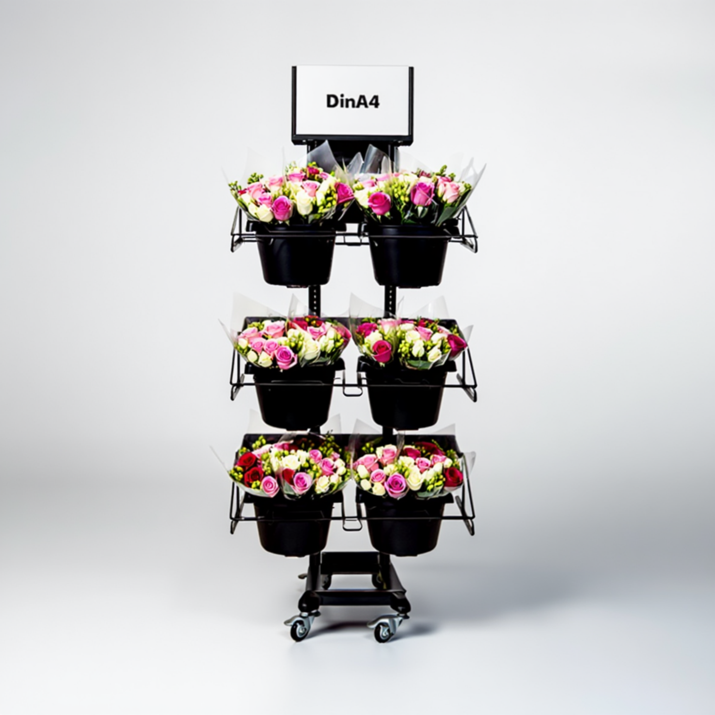 Mobiler Metall Verkaufsständer Edeka Variant 3er, Schnittblumen