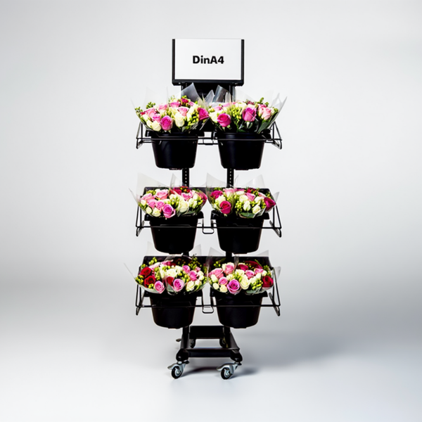 Mobiler Metall Verkaufsständer Edeka Variant 3er, Schnittblumen