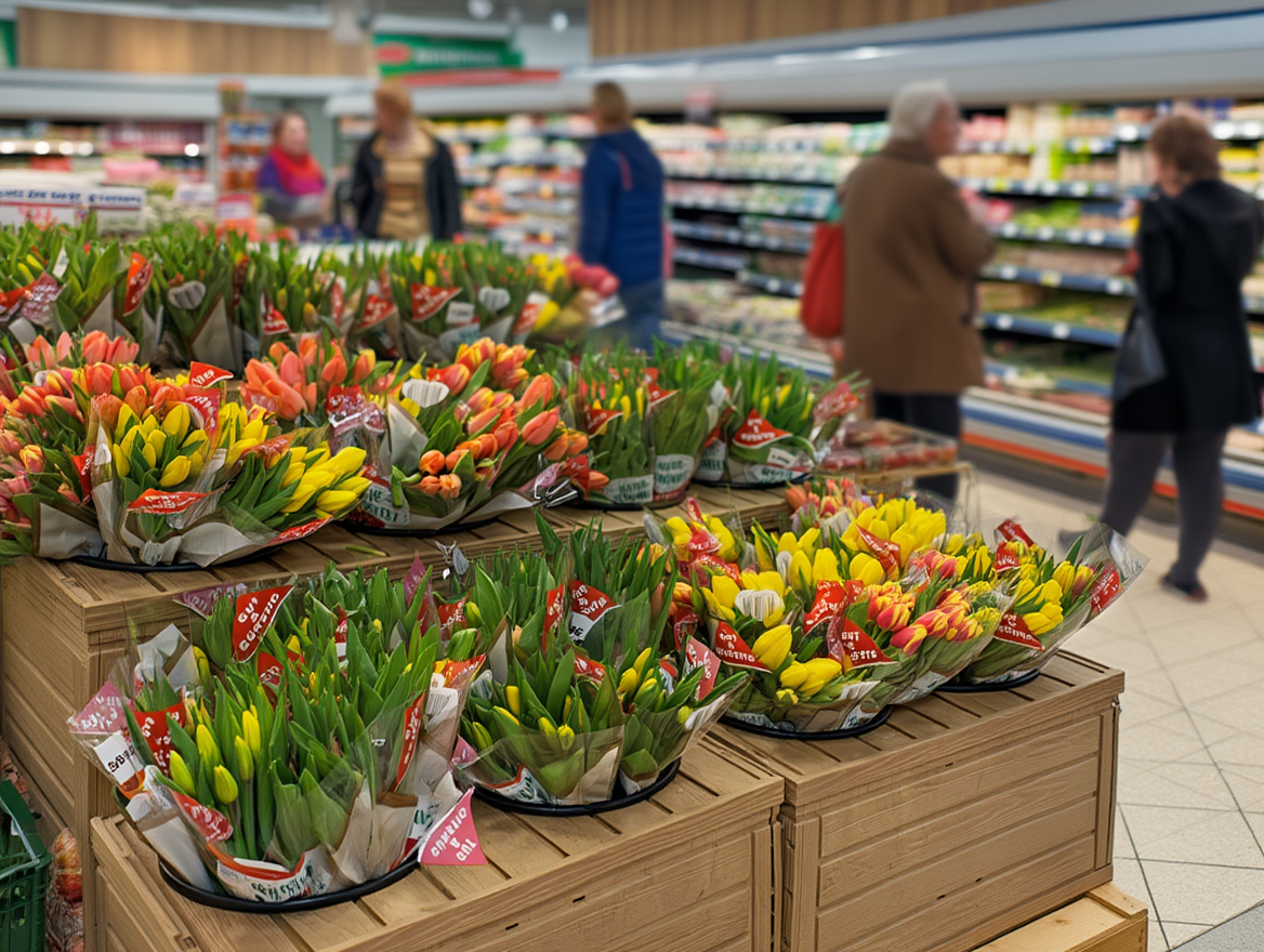 Blumendisplay in Holzoptik 2 Präsentationsebenen