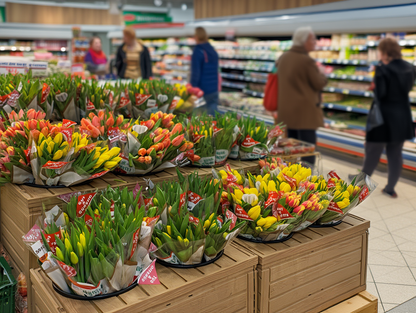 Blumendisplay in Holzoptik 2 Präsentationsebenen