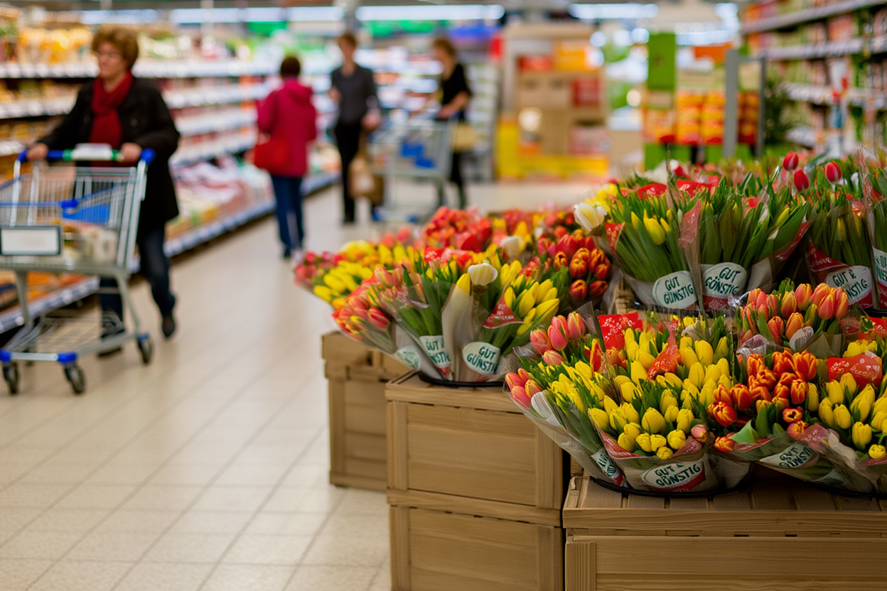 Blumendisplay in Holzoptik 2 Präsentationsebenen
