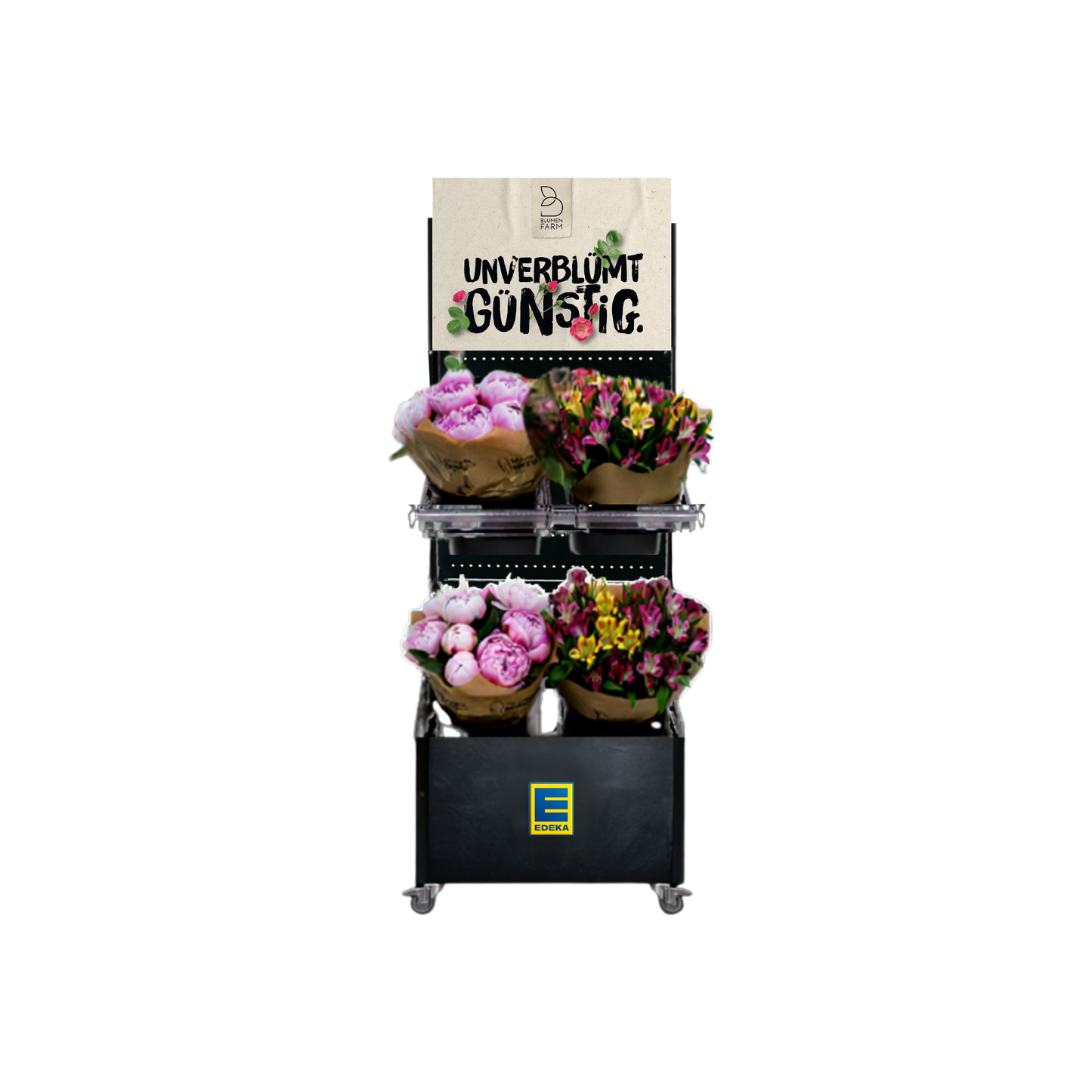 Mobiler Verkaufsständer Concept Schnittblumen Edeka (für niedrige Gondelköpfe)