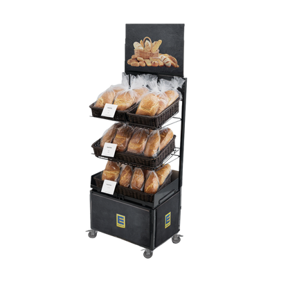 Mobiler Verkaufsständer Concept Edeka Brot mit Rattan Körben