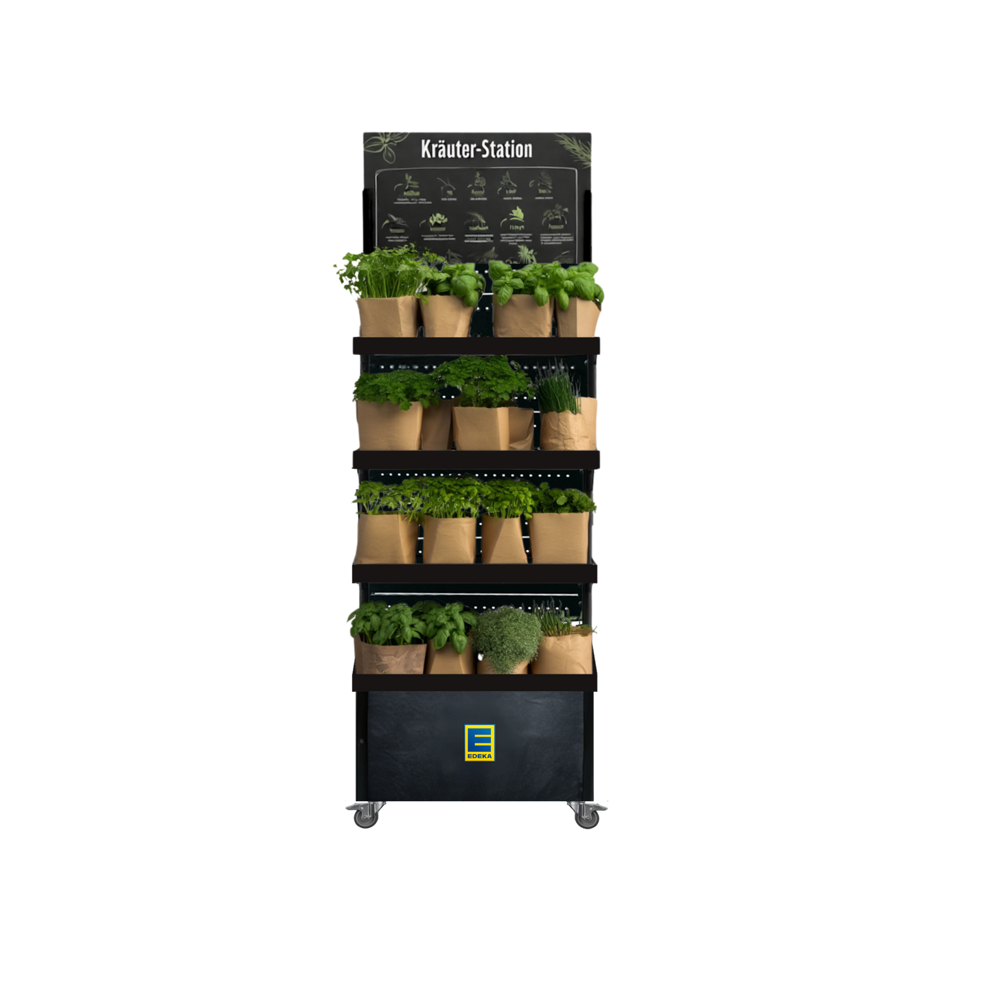 Mobiler Verkaufsständer Concept Topfkräuter Edeka (für Wand-Platzierungen)