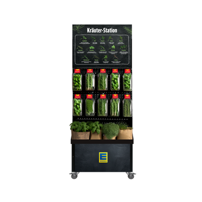 Mobiler Verkaufsständer Concept Edeka Schnitt- und Topfkräuter für niedrige Gondeln