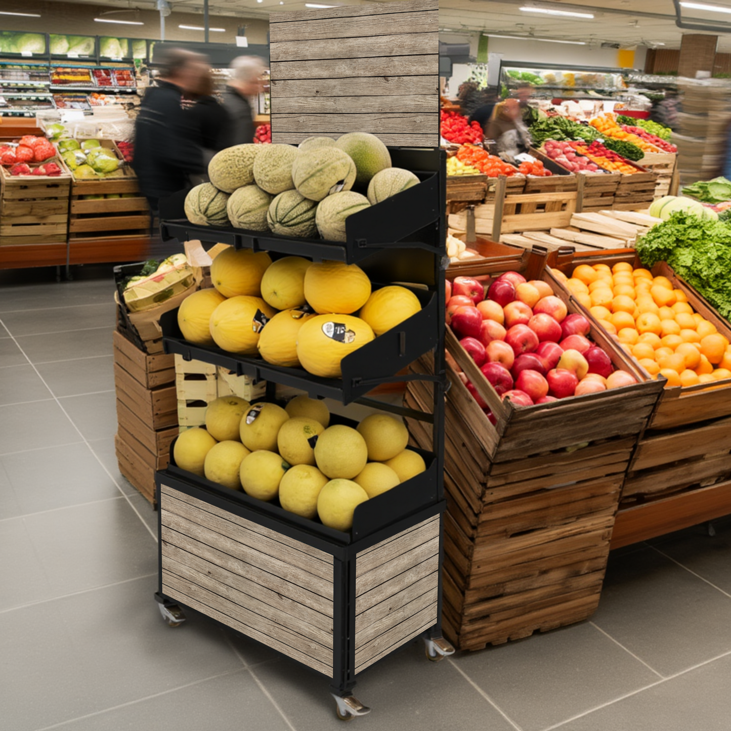 Mobiler Verkaufsständer Concept Obst und Gemüse mit 3 Böden