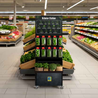 Mobiler Verkaufsständer Concept Edeka Schnitt- und Topfkräuter