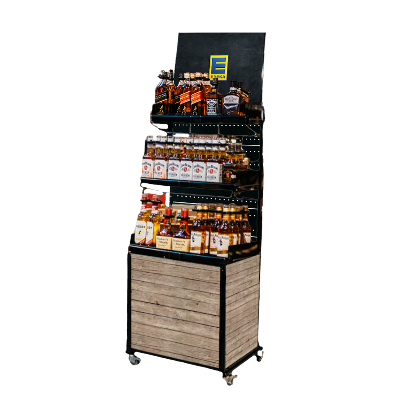 Mobiler Verkaufsständer Concept Edeka Getränke mit 3 geraden Böden